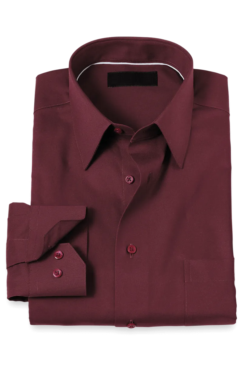 Burgundy Cotton Twill Spread Collar Shirt