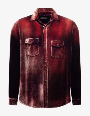 Burgundy Devoré Velvet Oversized Shirt