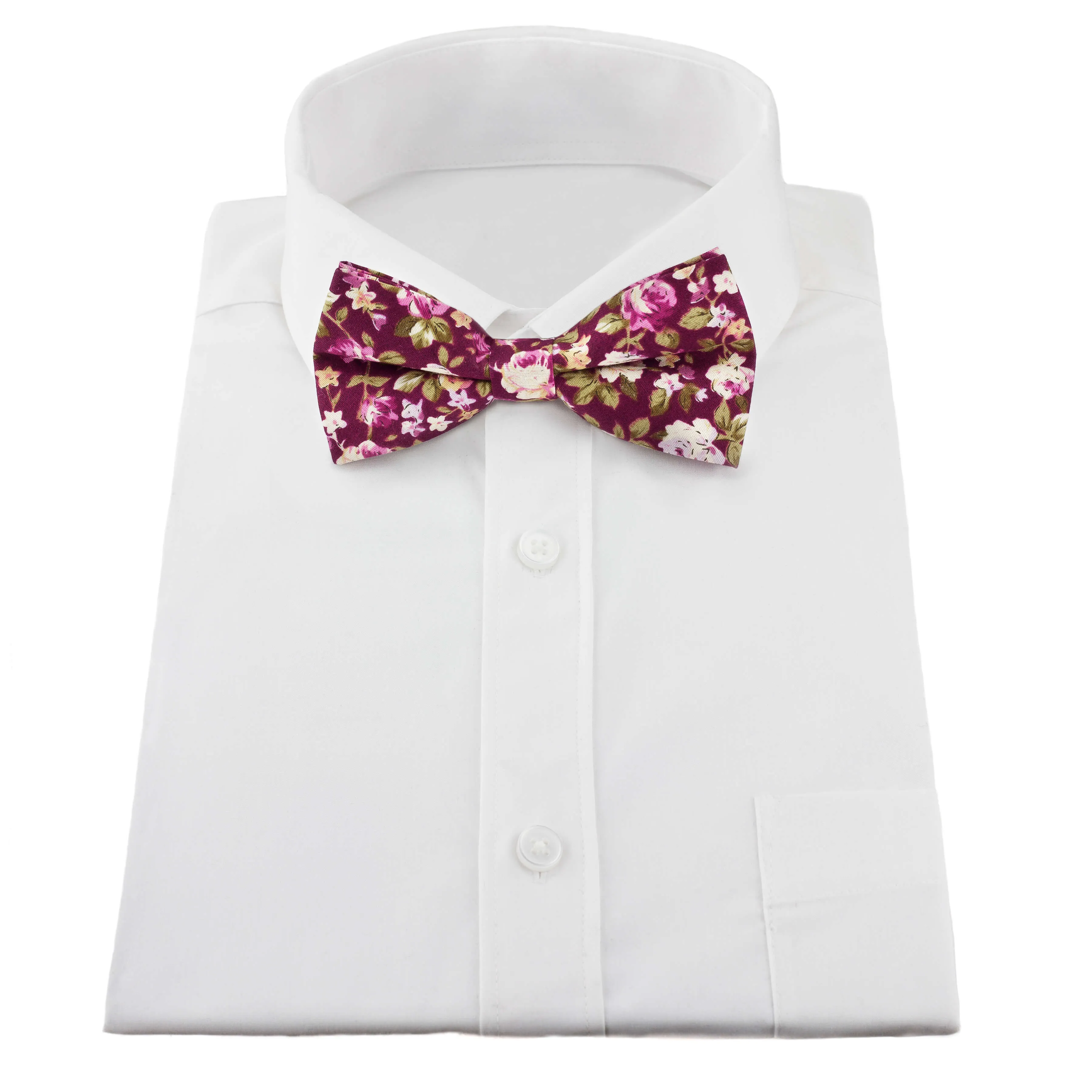 Burgundy Floral Bow Tie