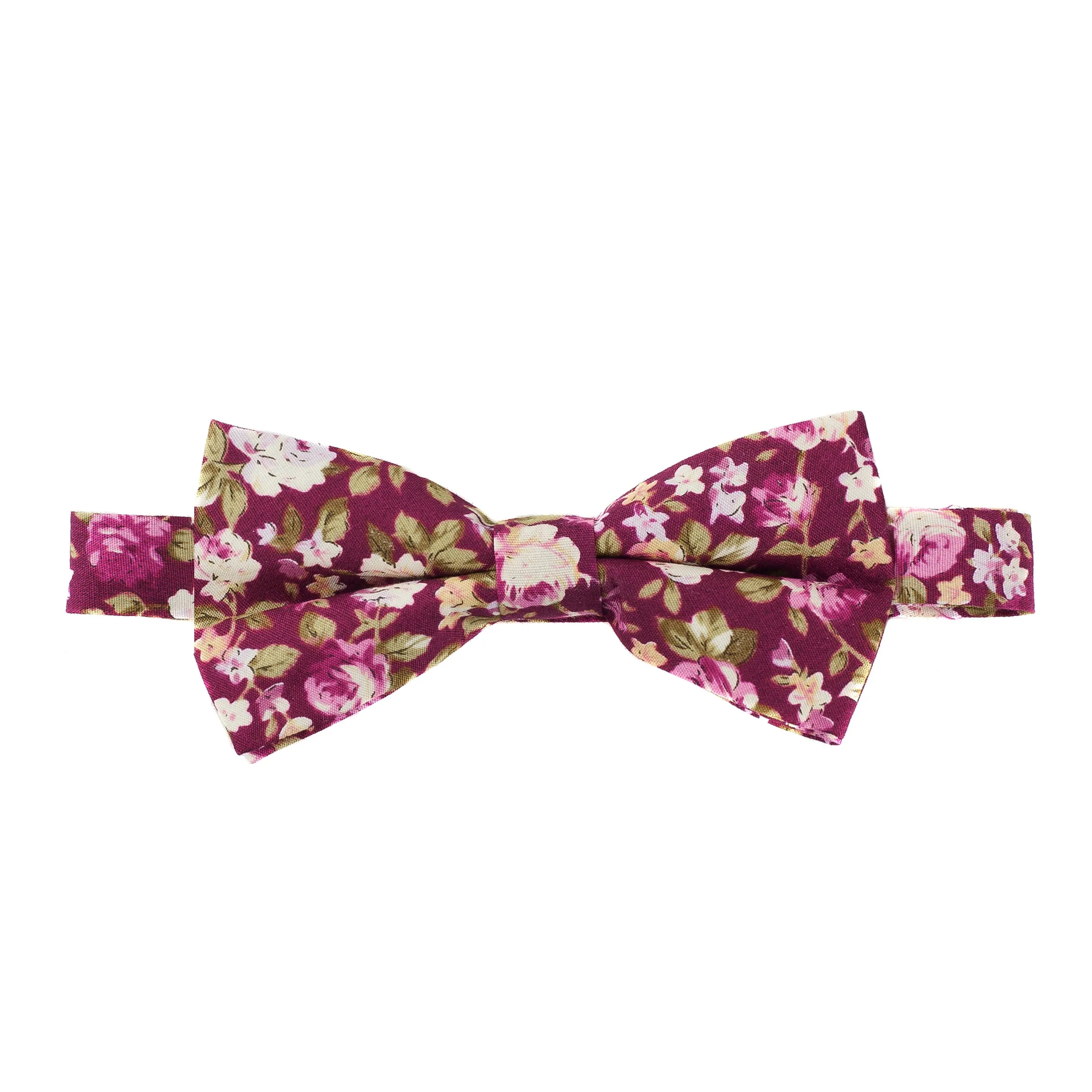 Burgundy Floral Bow Tie