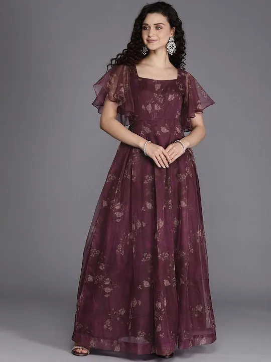 Burgundy Floral Maxi Dress