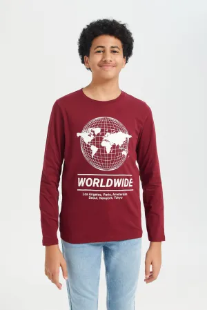 Burgundy Long Sleeve Graphic Tee