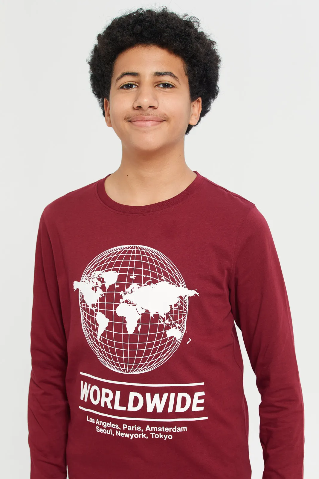 Burgundy Long Sleeve Graphic Tee