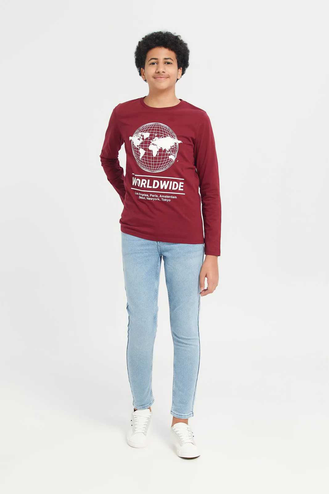 Burgundy Long Sleeve Graphic Tee