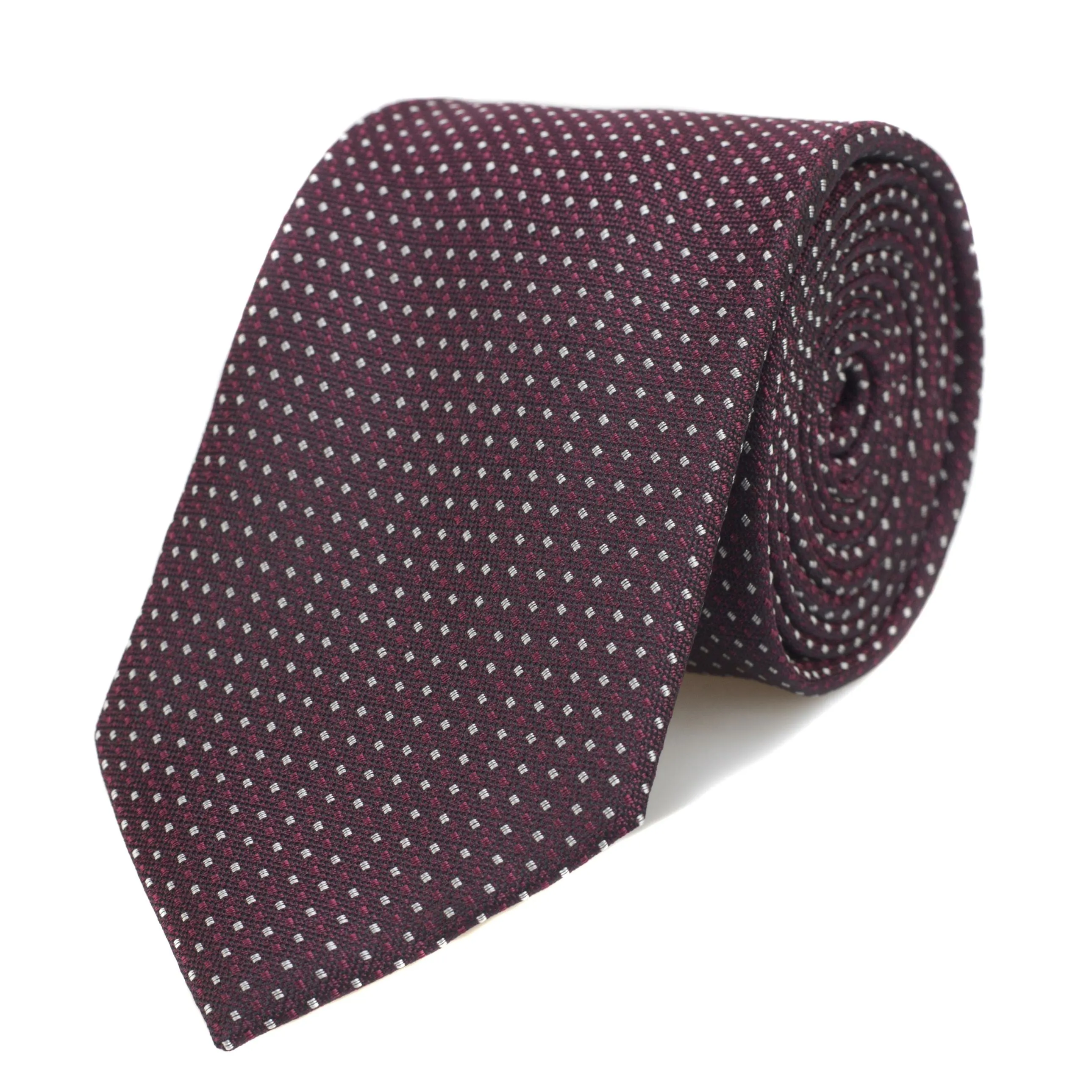 Burgundy Spotted Silk Tie