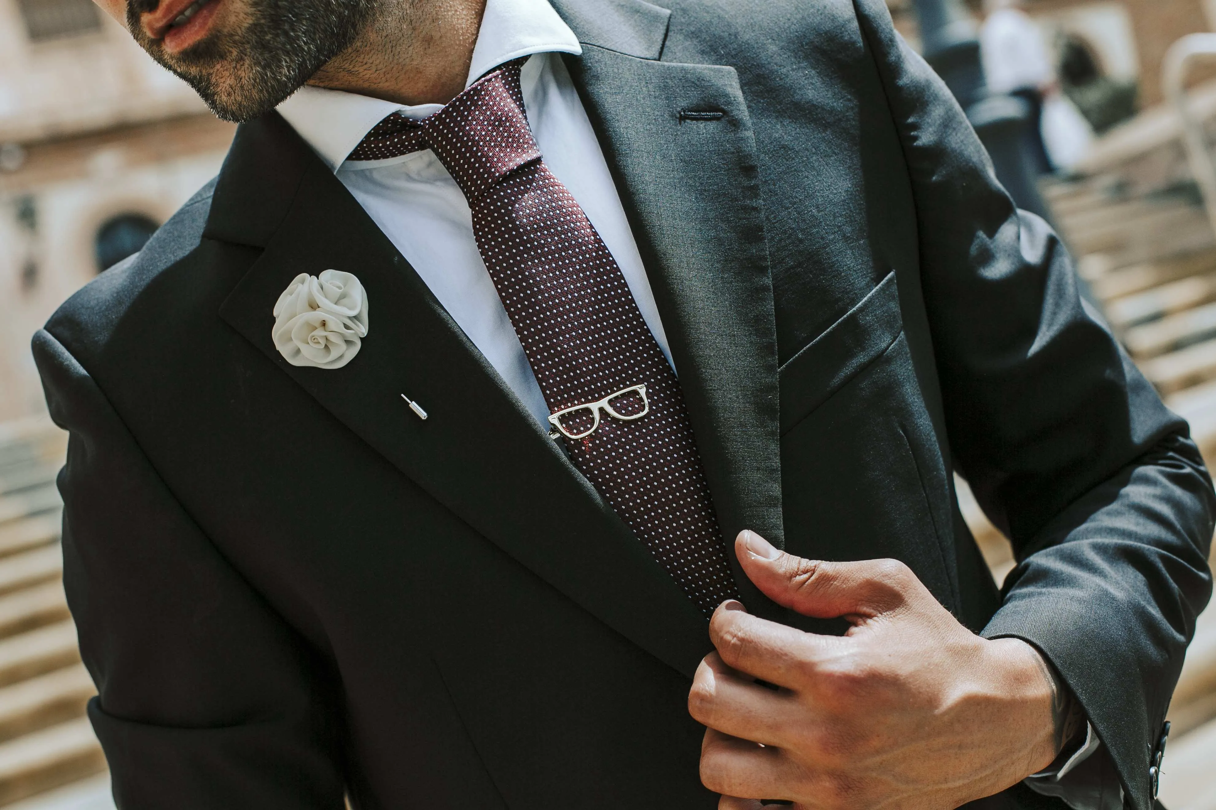 Burgundy Spotted Silk Tie