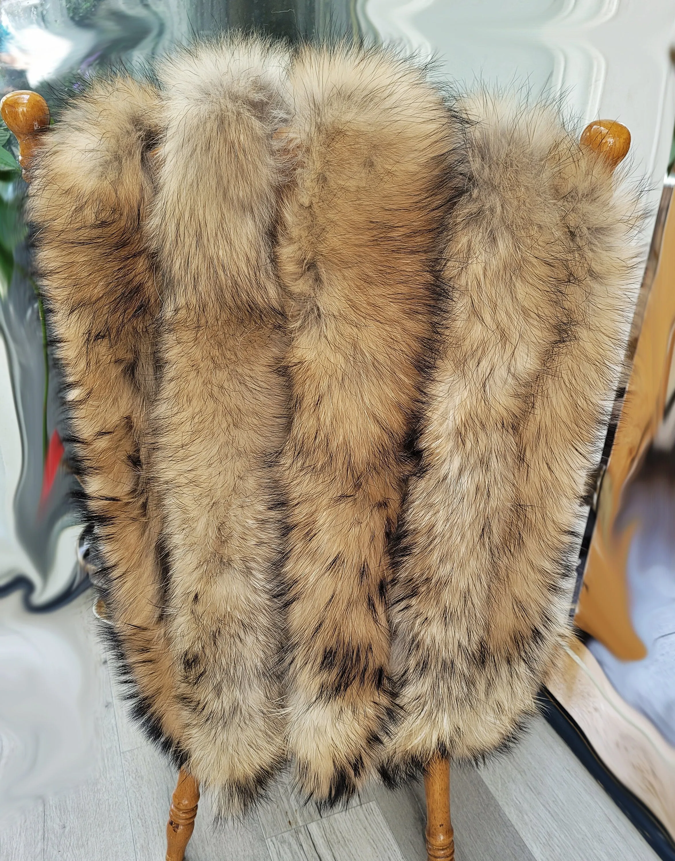 BY ORDER, Extra Long 130 cm Real Raccoon Fur Collar, Fur Trim for Hoodie, Raccoon Fur Collar, Fur Scarf, Fur Ruff, Fur Hood, Coyote Fur