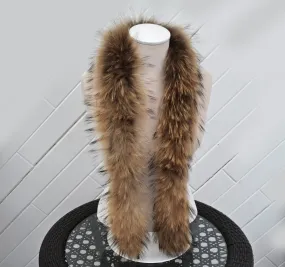 BY ORDER, Extra Long 130 cm Real Raccoon Fur Collar, Fur Trim for Hoodie, Raccoon Fur Collar, Fur Scarf, Fur Ruff, Fur Hood, Coyote Fur