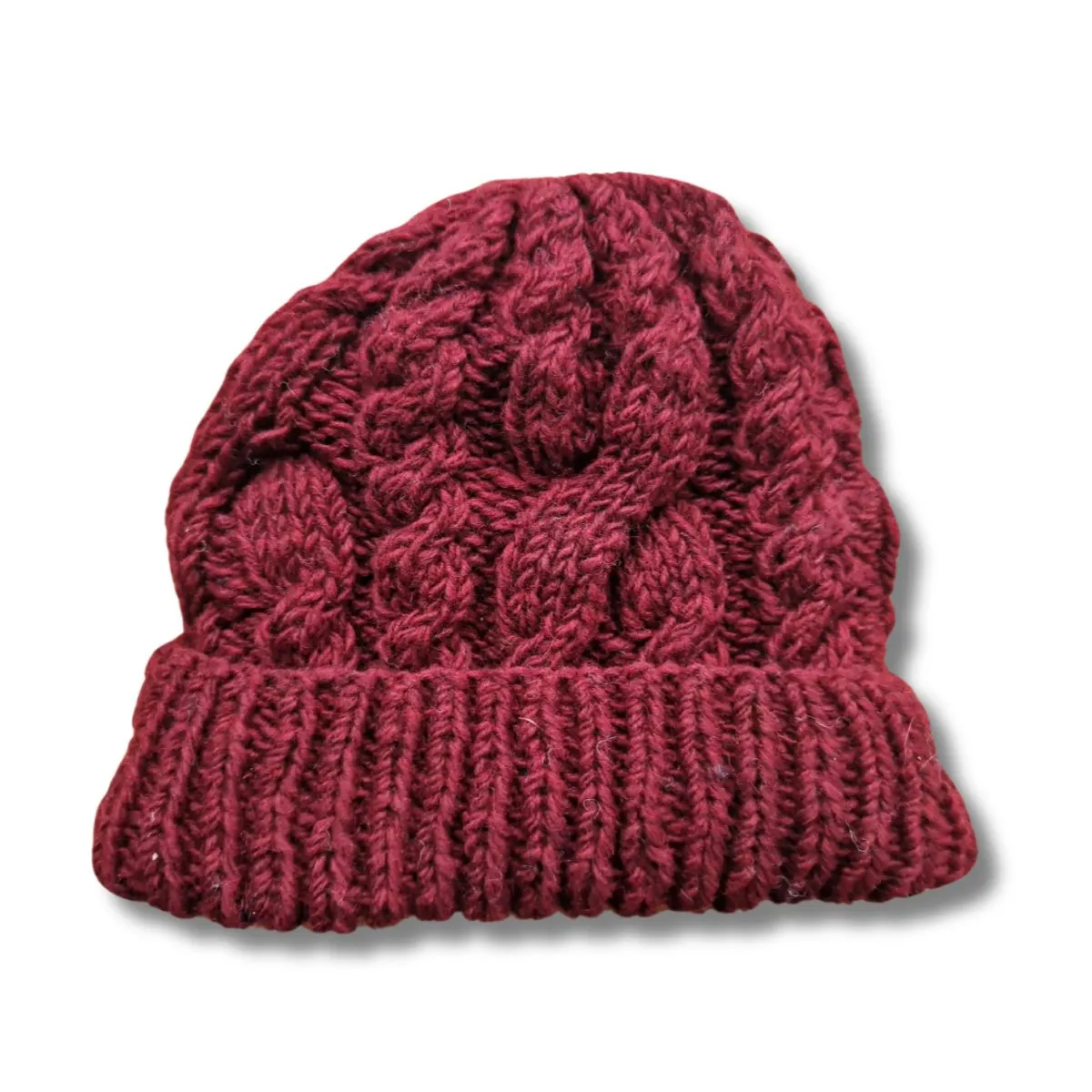 cable knit wool beanie hat