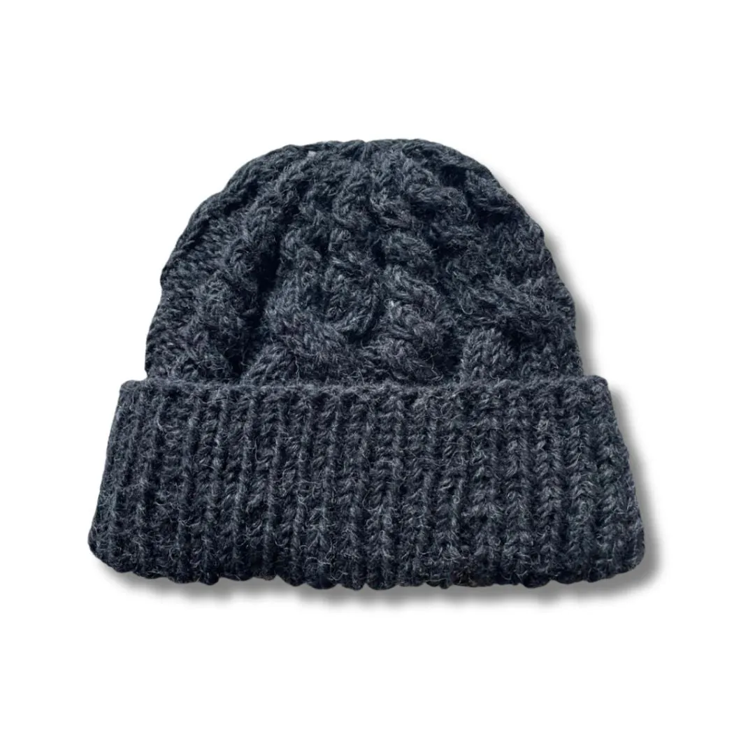 cable knit wool beanie hat