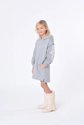 Chloé Girls Hooded Sweater Dress in Grey