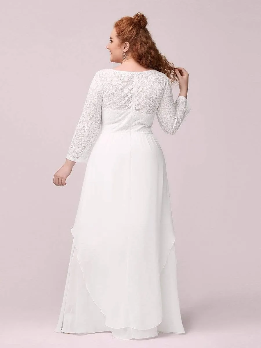 Classic Floral Lace Bridesmaid Dress with Long Sleeve