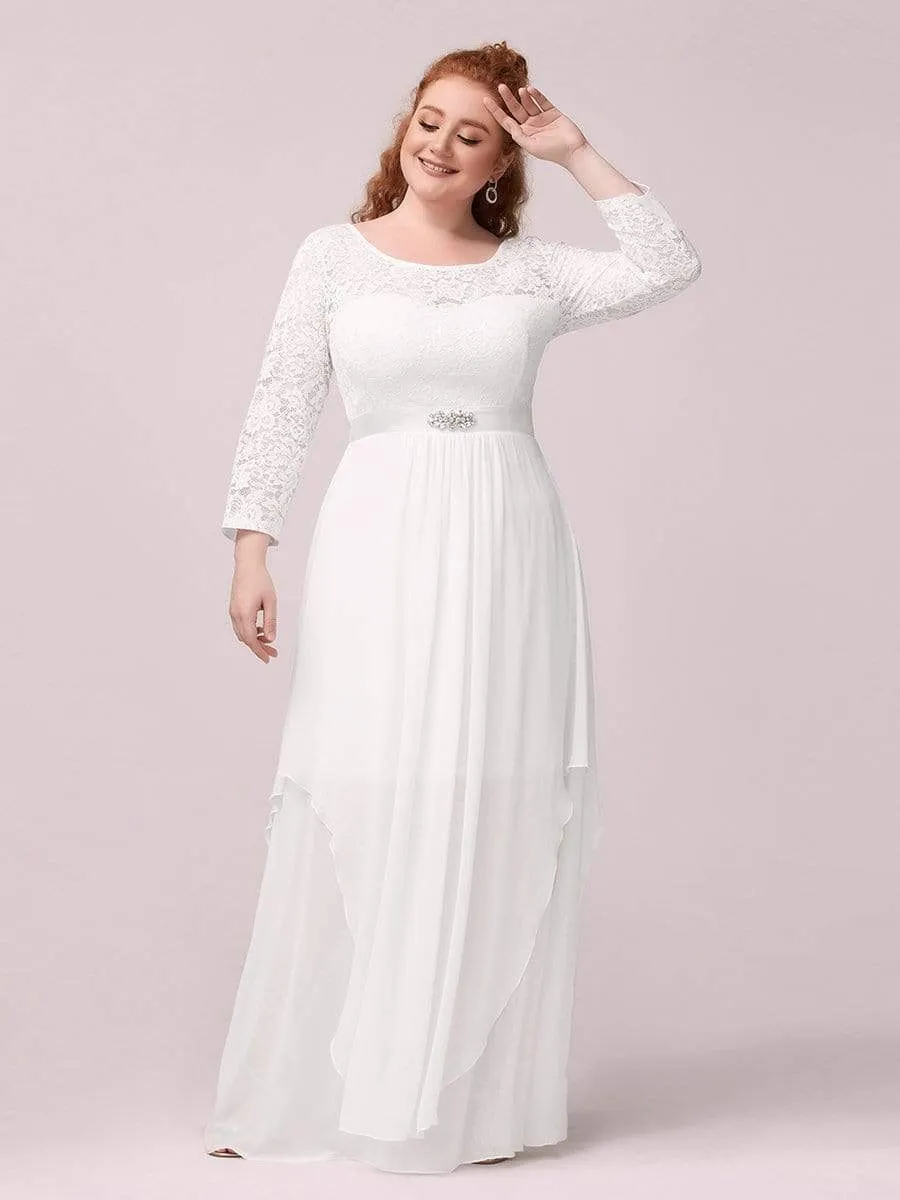 Classic Floral Lace Bridesmaid Dress with Long Sleeve