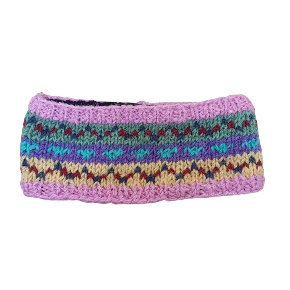 colourful nordic knit wool headband