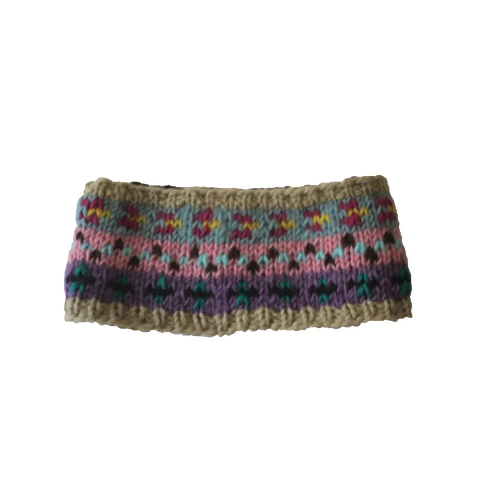 colourful nordic knit wool headband