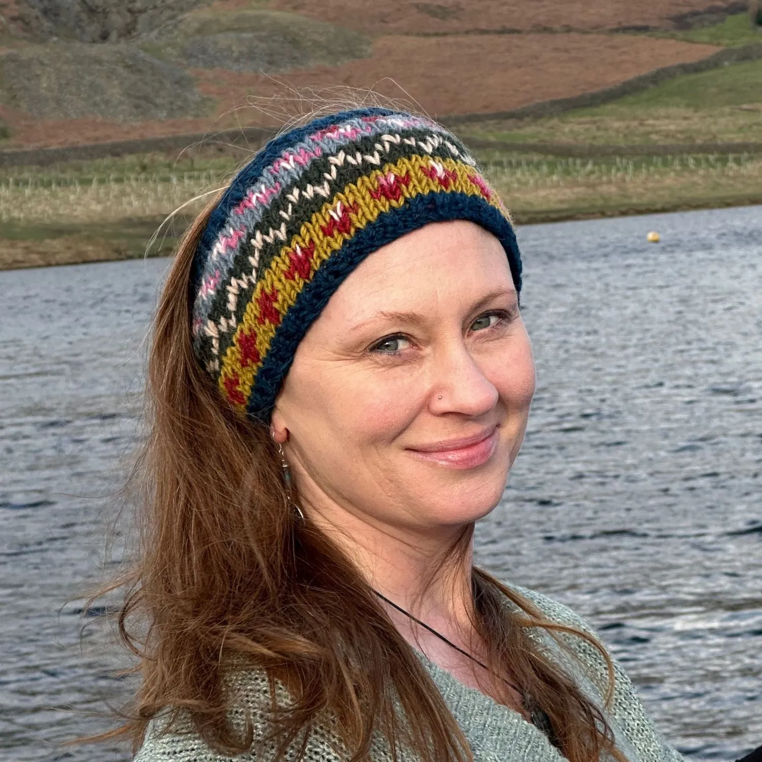 colourful nordic knit wool headband