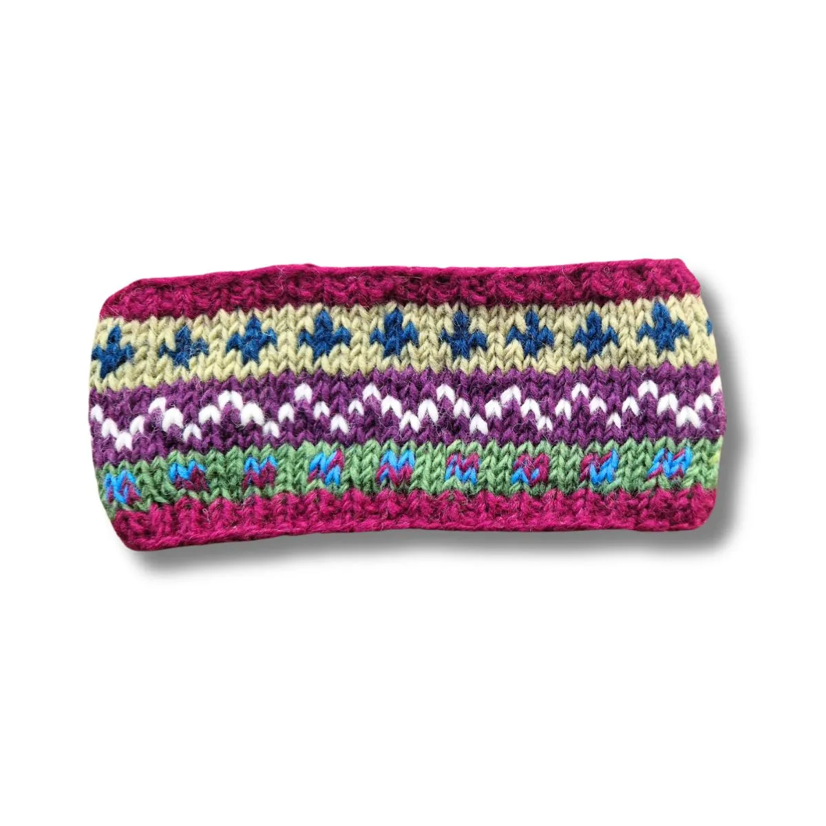 colourful nordic knit wool headband