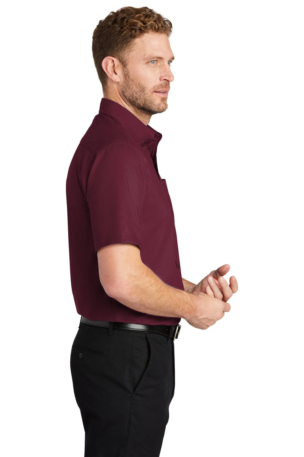 CornerStone Short Sleeve SuperPro Twill Shirt, Burgundy