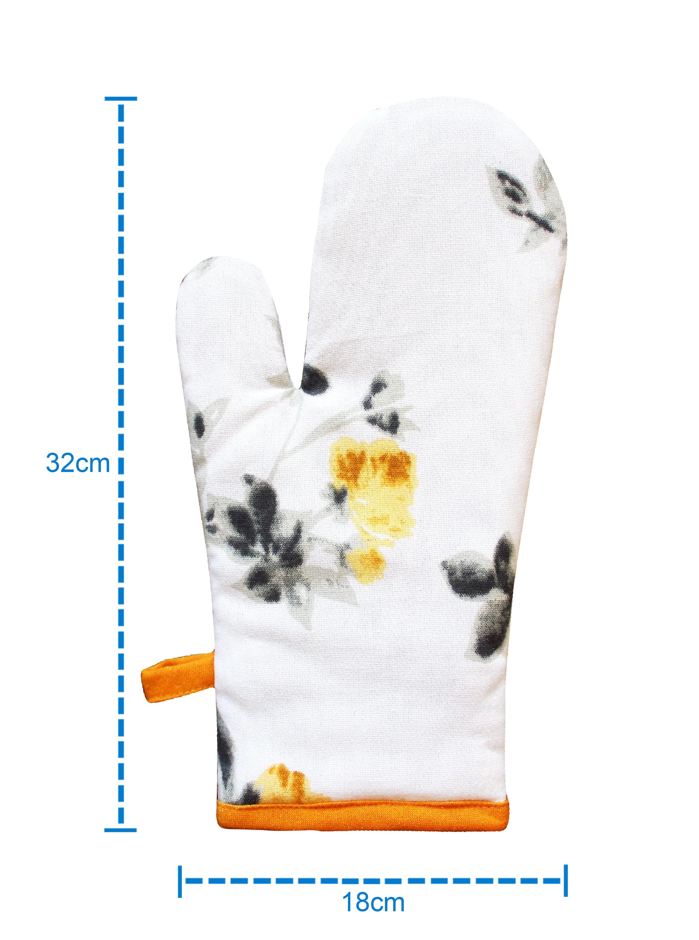 Cotton Elan Flower Oven Gloves Pack of 2