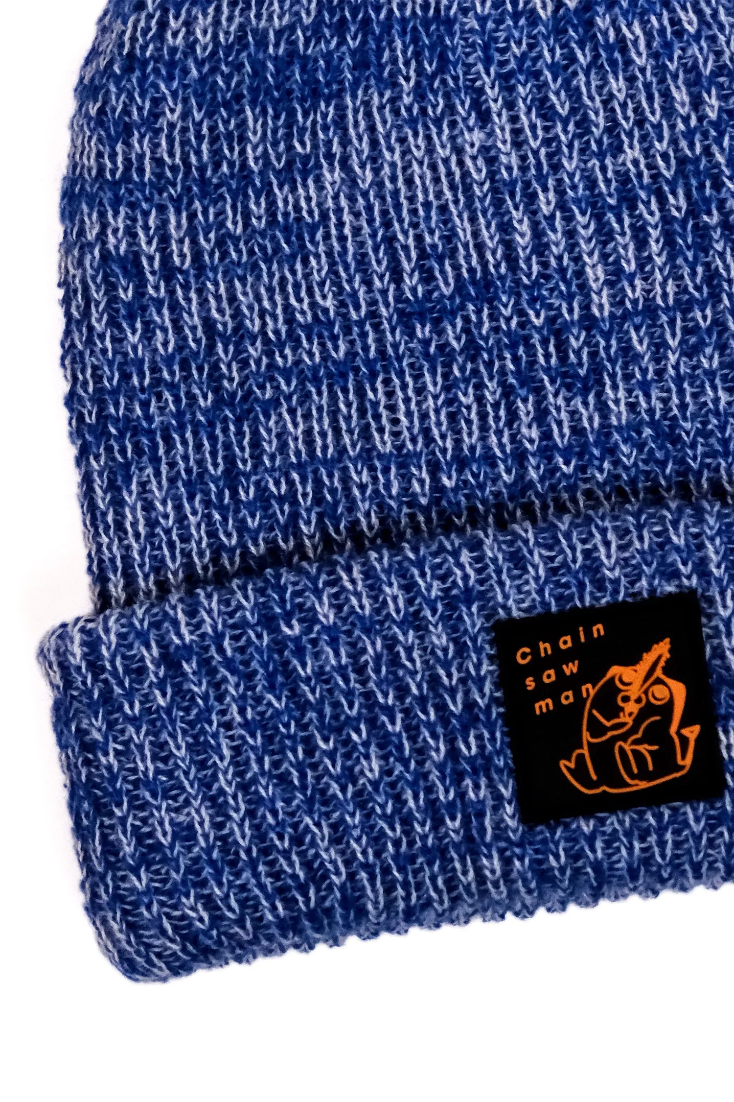 CSM Pochita Blue Marled Beanie with PVC Patch