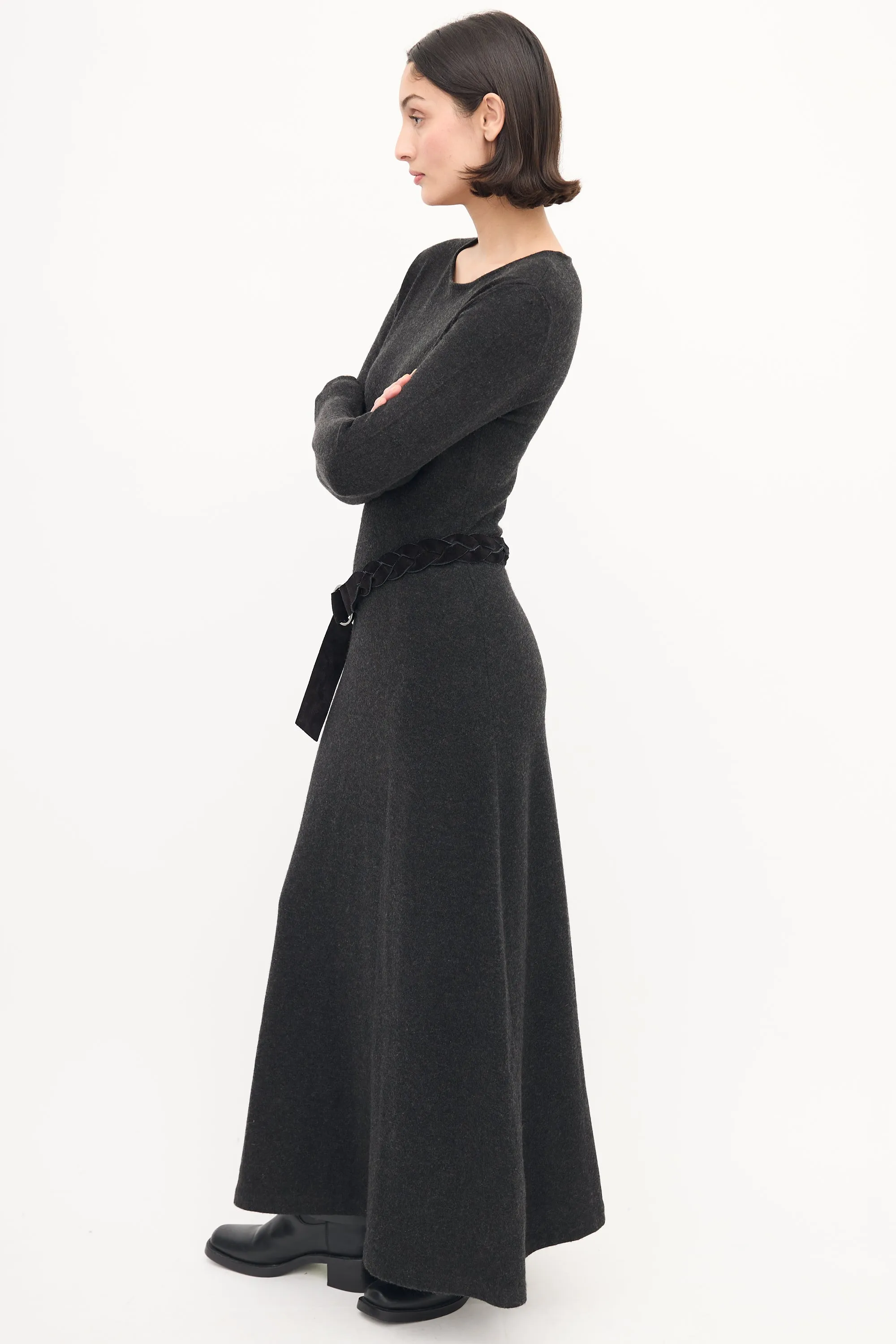 Dark Grey Cashmere Maxi Sweater Dress