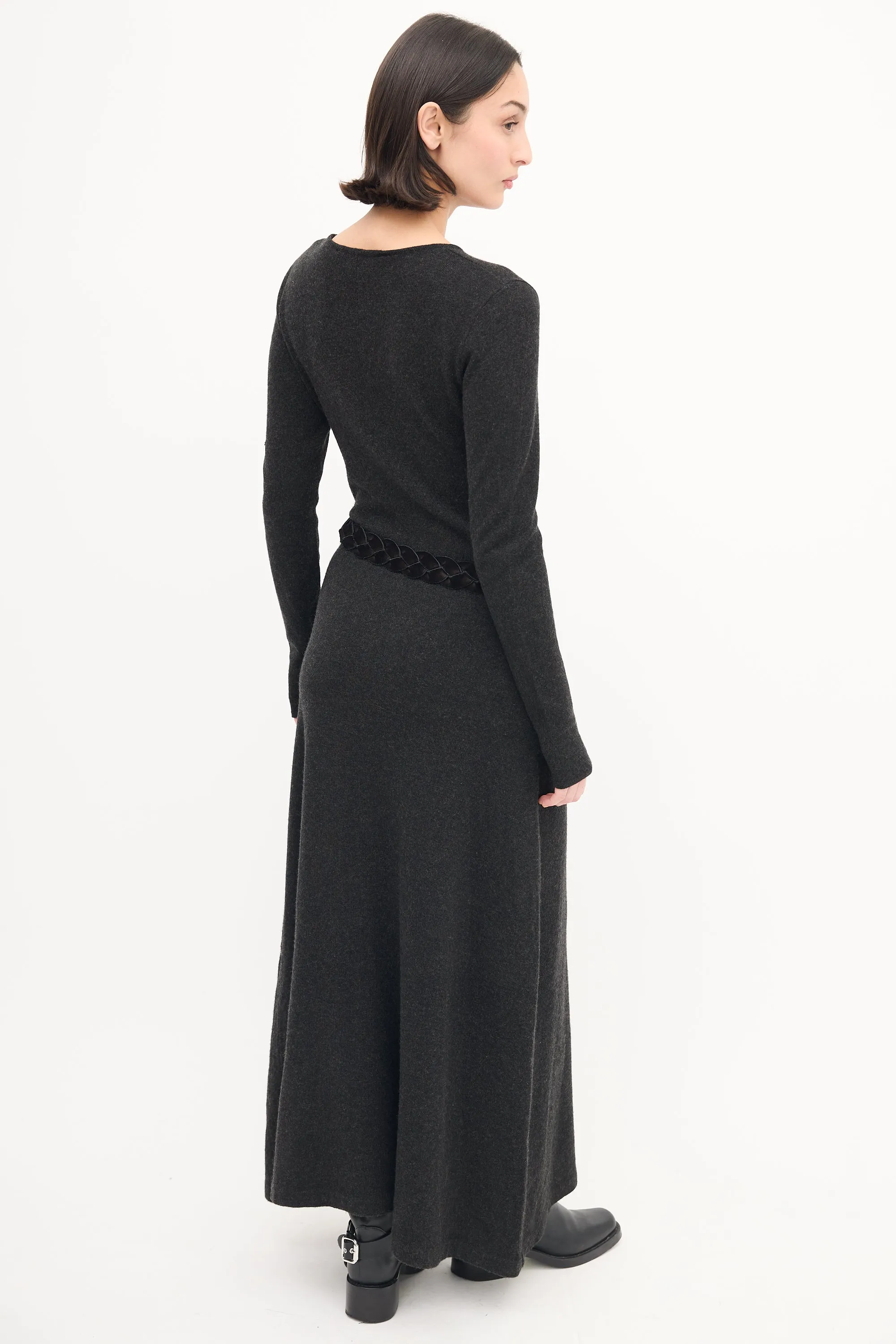 Dark Grey Cashmere Maxi Sweater Dress