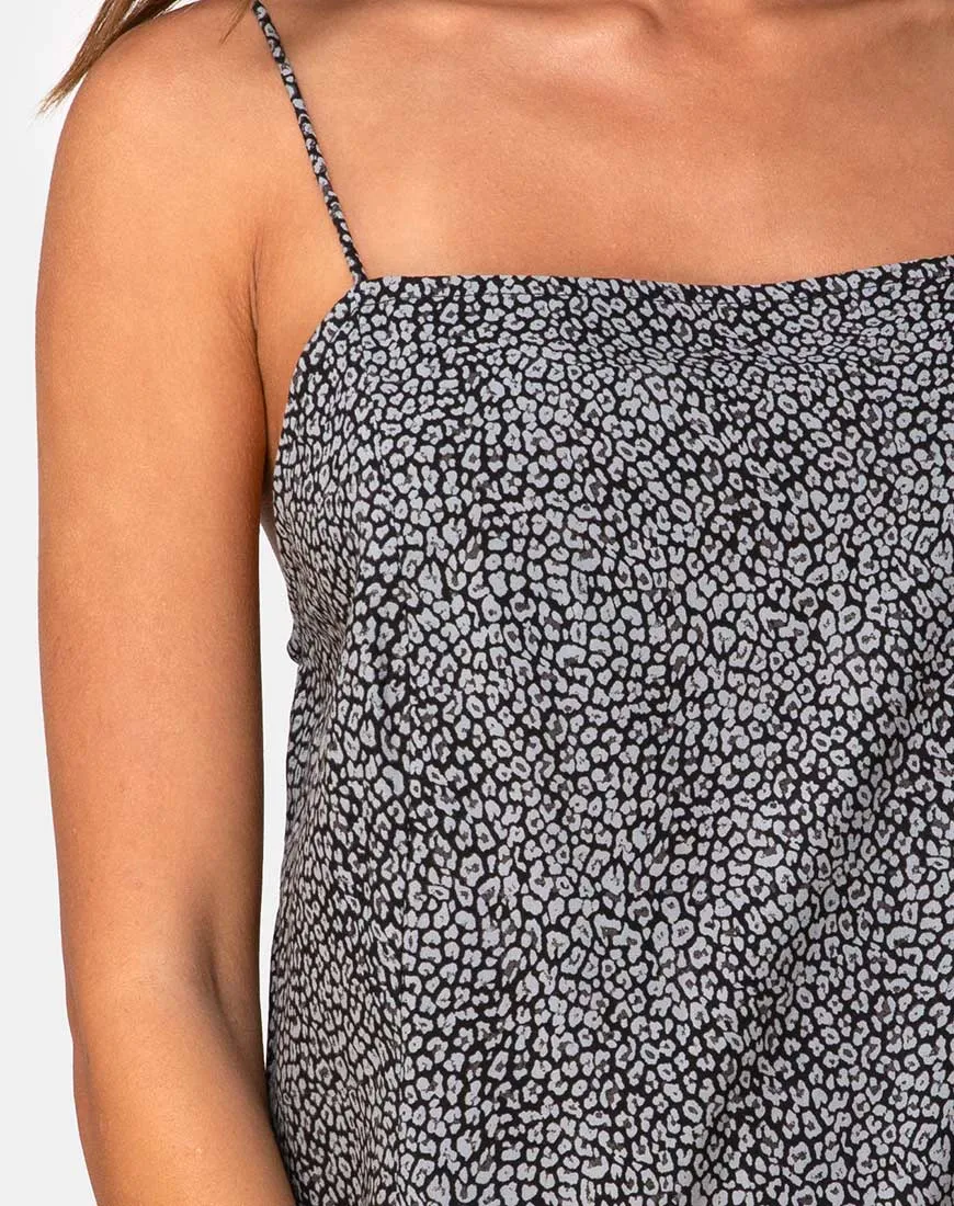 Datista Slip Dress in Ditsy Leopard Grey