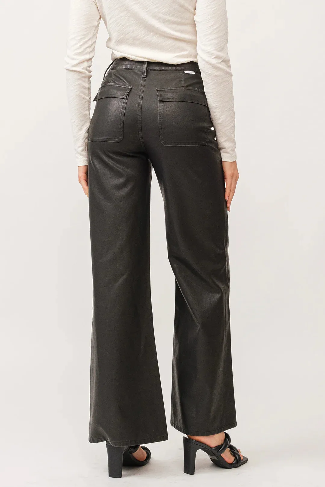 DEAR JOHN FAUX LEATHER FIONA WIDE LEG PANT