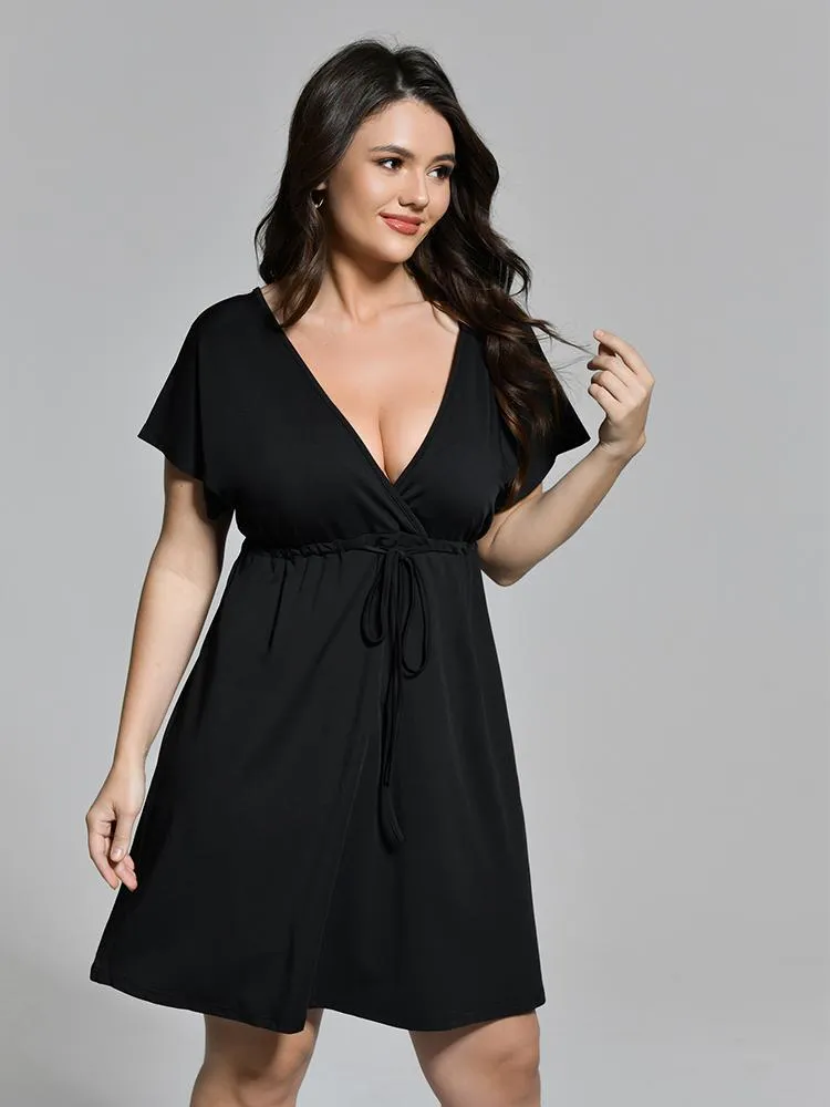 Deep V Elastic Waist Dress