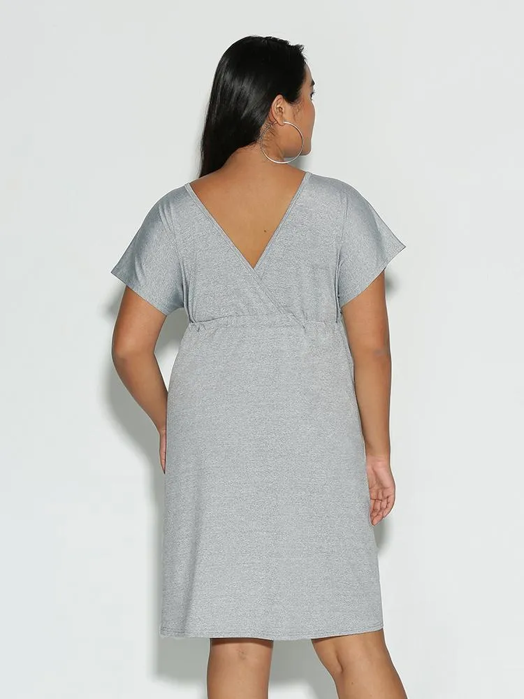 Deep V Elastic Waist Dress