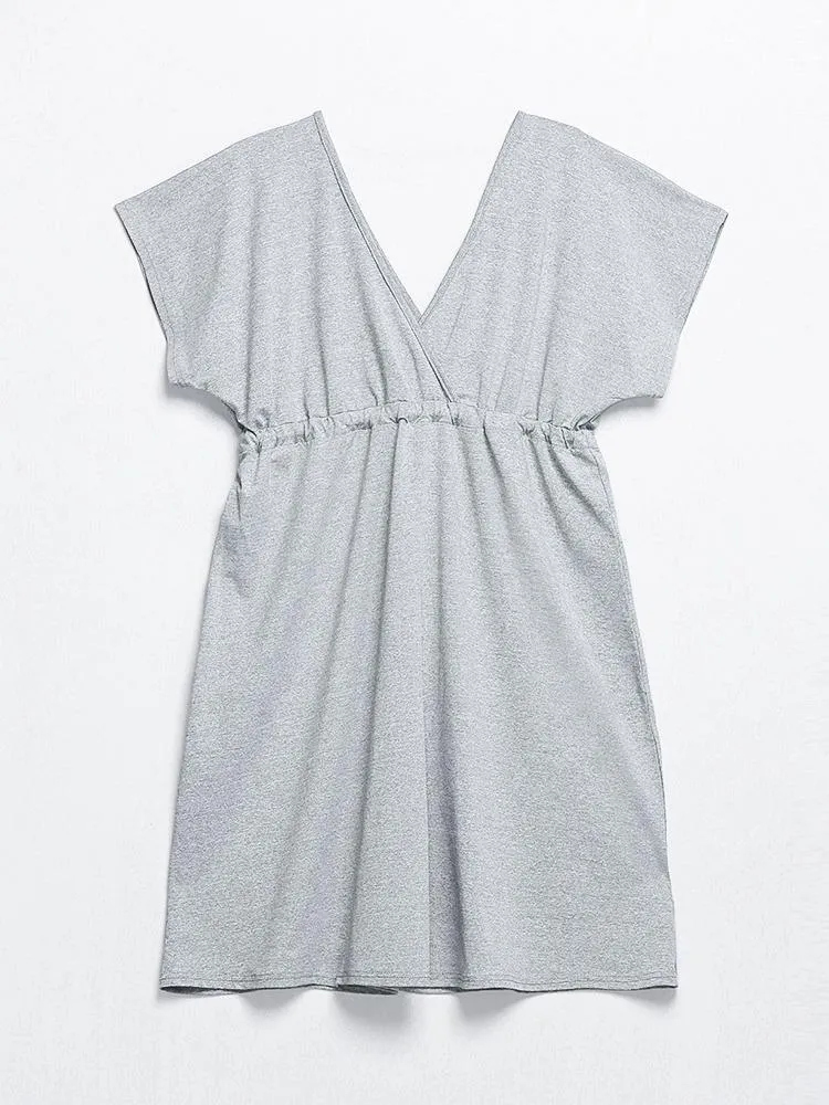 Deep V Elastic Waist Dress