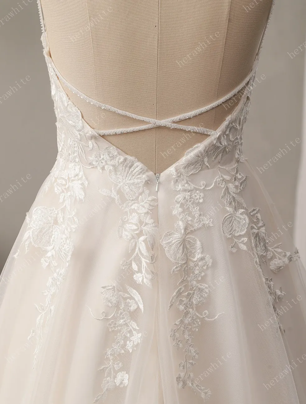 Deep V-Neck Large Backless Sweetheart A Line Wedding Dress