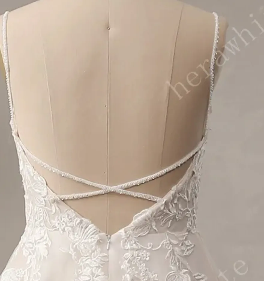 Deep V-Neck Large Backless Sweetheart A Line Wedding Dress