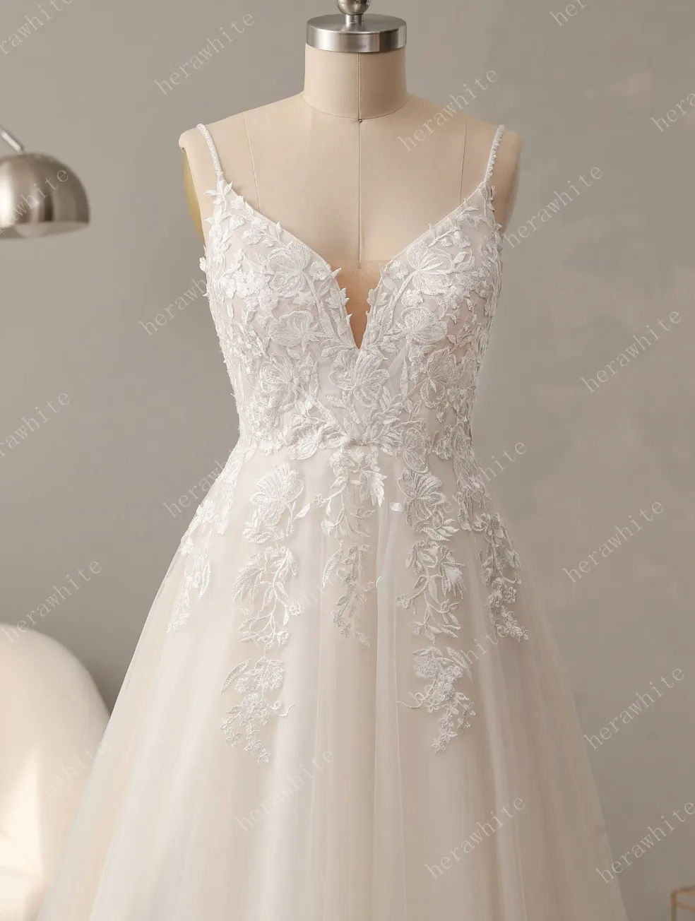 Deep V-Neck Large Backless Sweetheart A Line Wedding Dress