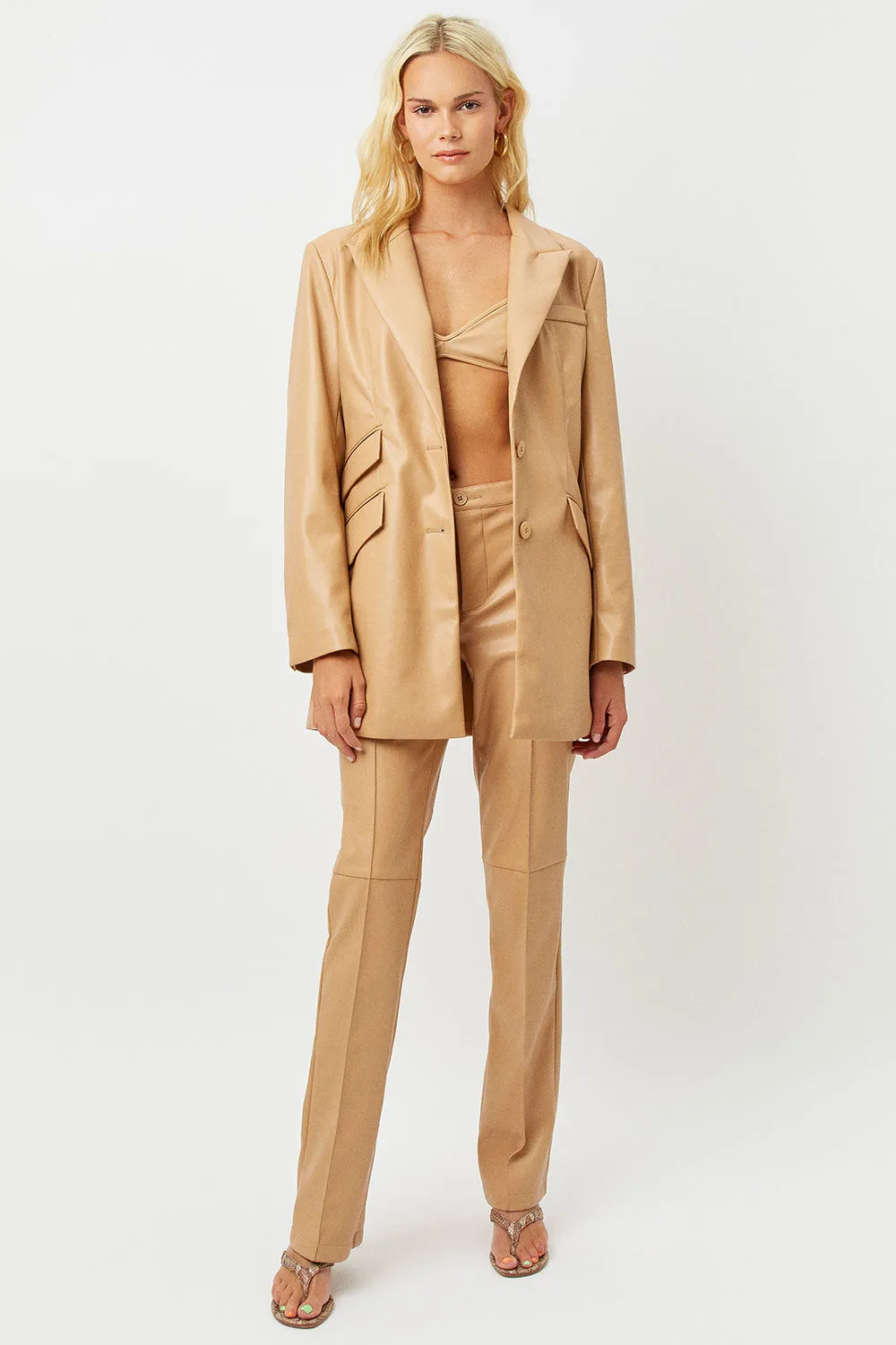 Diana Vegan Leather Blazer - Earth