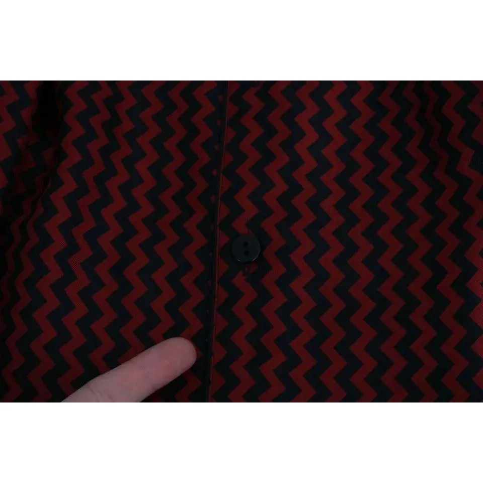 Dolce & Gabbana Black Red Zigzag Pattern Casual Shirt