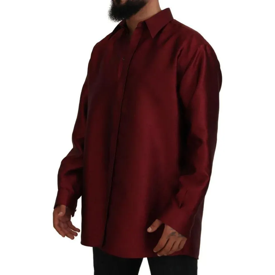 Dolce & Gabbana Bordeaux Cotton Long Sleeve Men Formal Shirt