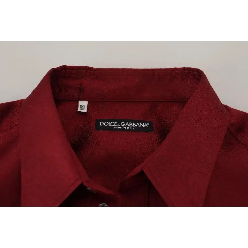 Dolce & Gabbana Bordeaux Cotton Long Sleeve Men Formal Shirt