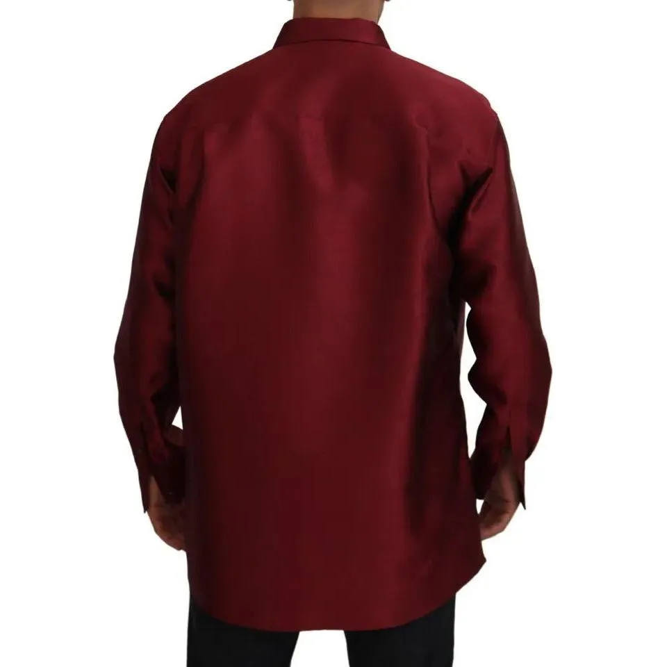 Dolce & Gabbana Bordeaux Cotton Long Sleeve Men Formal Shirt