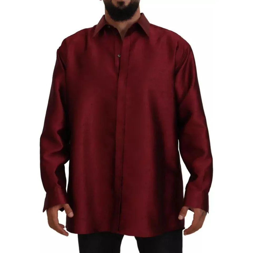 Dolce & Gabbana Bordeaux Cotton Long Sleeve Men Formal Shirt