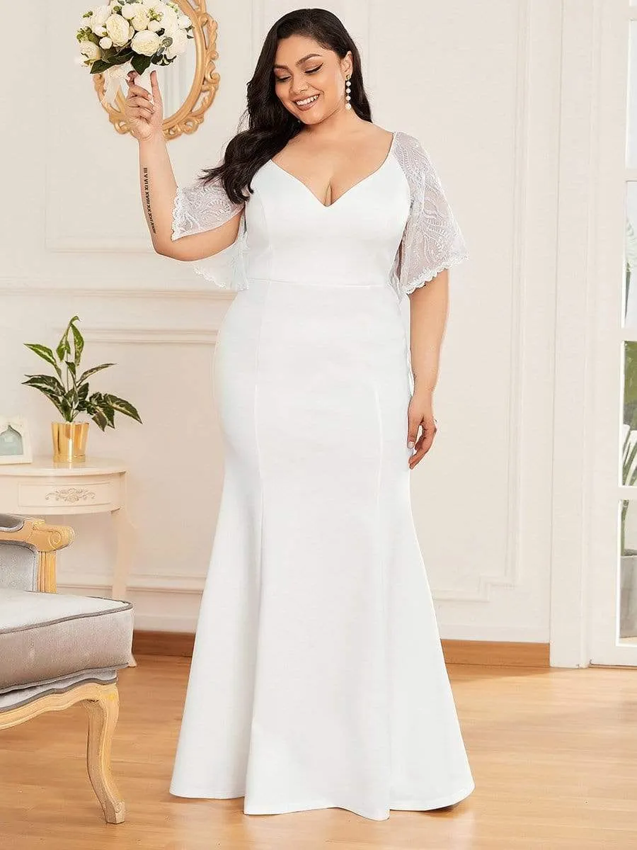 Elegant Plus Size V Neck Fishtail Evening Dress for Women