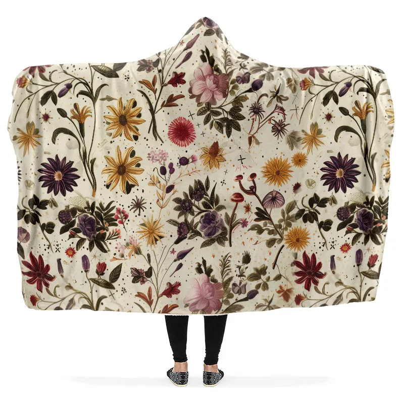 Enchanted Blossoms Hooded Blanket - Cozy and Warm Wrap-around Blanket with Vegan Fur Lining and Hood