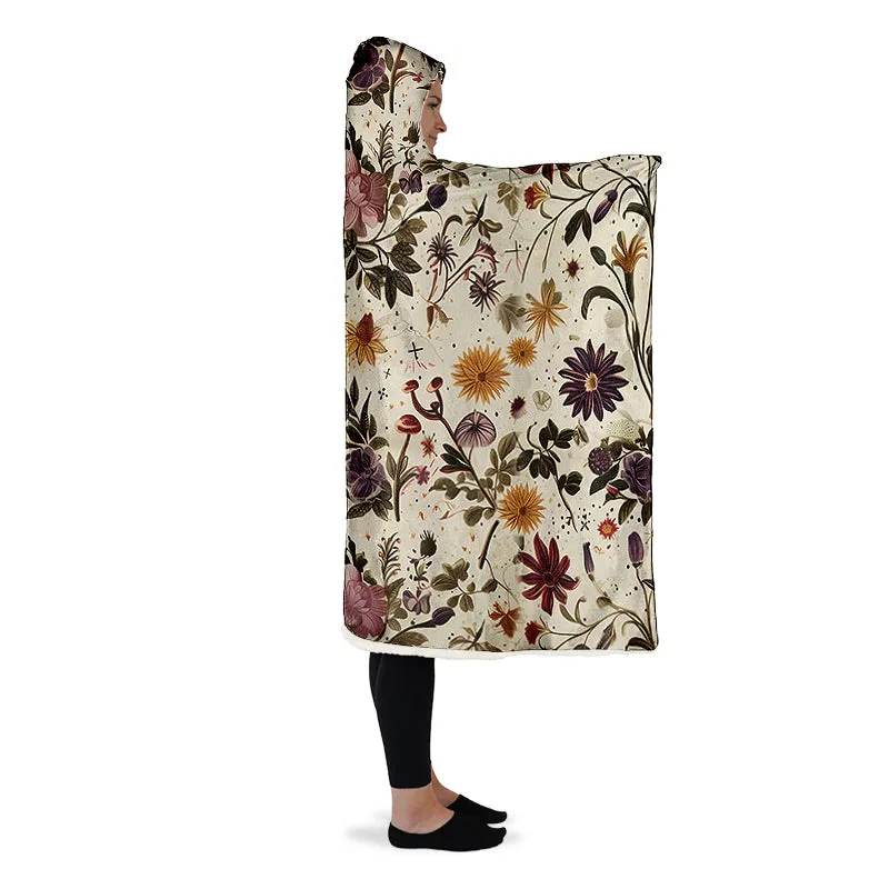 Enchanted Blossoms Hooded Blanket - Cozy and Warm Wrap-around Blanket with Vegan Fur Lining and Hood