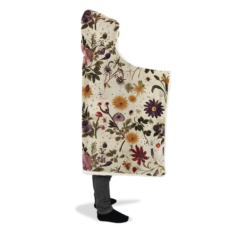 Enchanted Blossoms Hooded Blanket - Cozy and Warm Wrap-around Blanket with Vegan Fur Lining and Hood