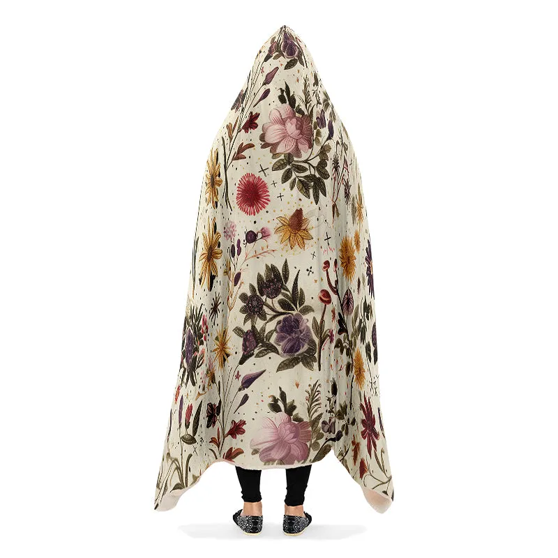 Enchanted Blossoms Hooded Blanket - Cozy and Warm Wrap-around Blanket with Vegan Fur Lining and Hood