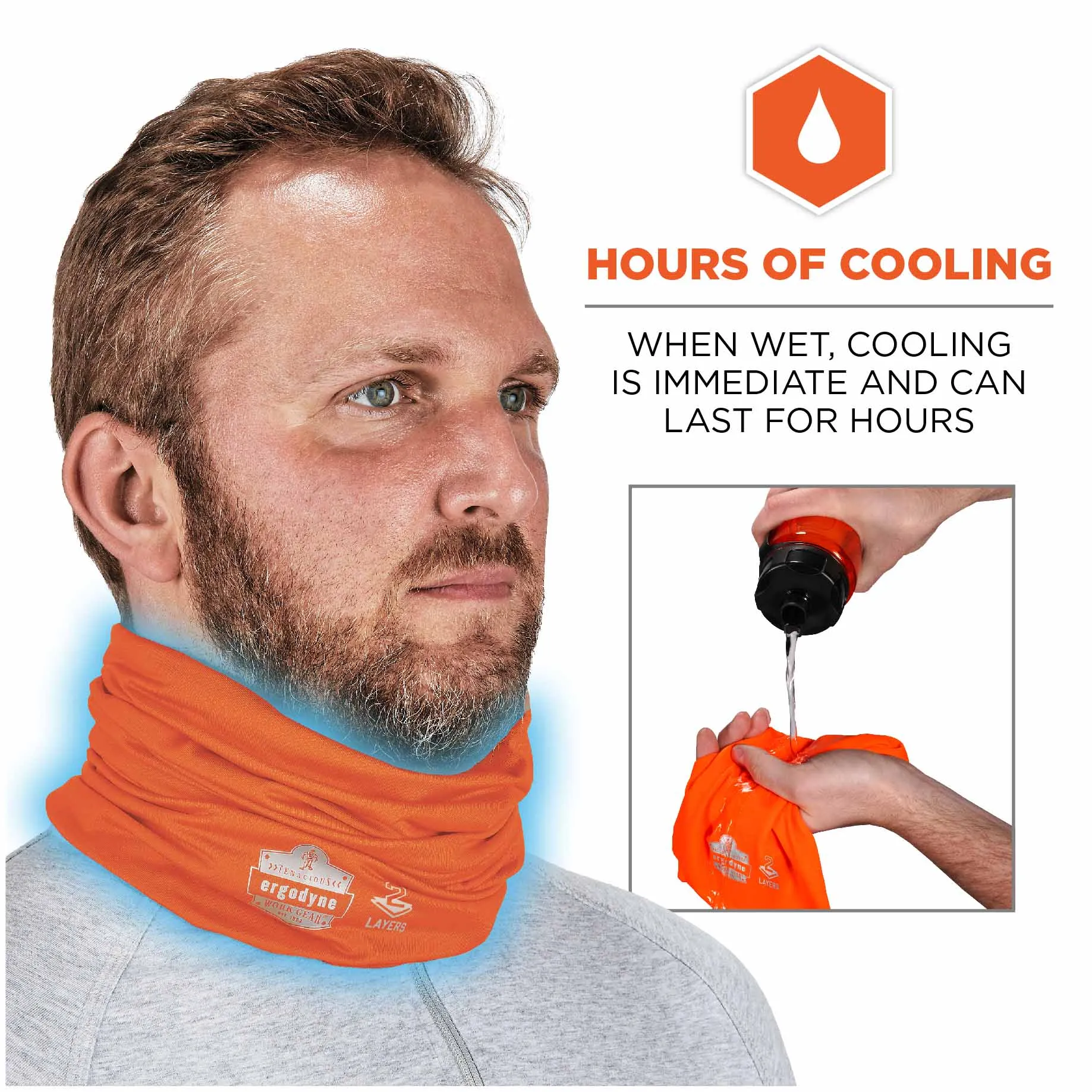 Ergodyne 42152 6489 2XL/3XL Hi-Vis Orange 2-Layer Cooling Multi-Band - Performance Knit