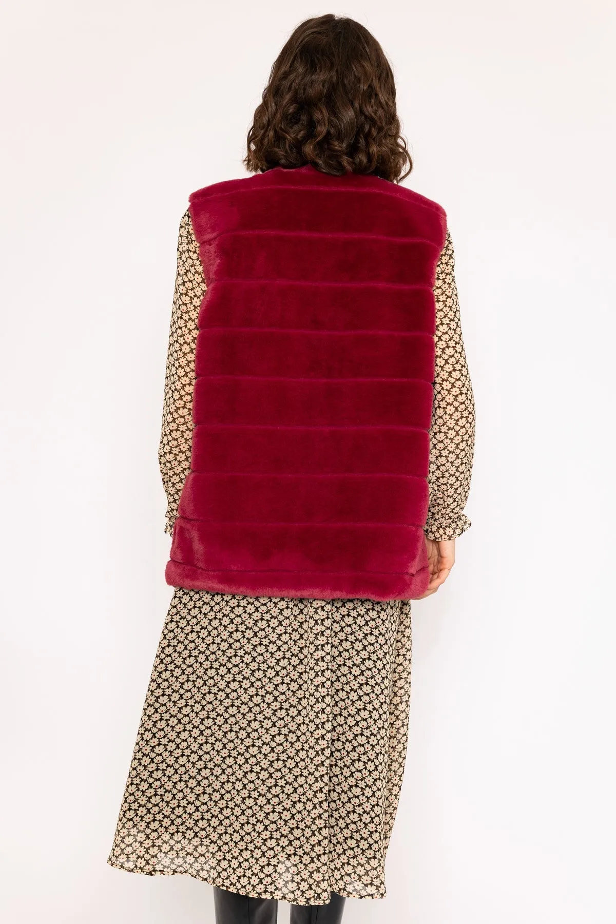 Faux Fur Gilet in Burgundy