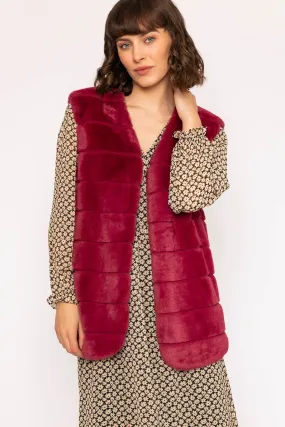 Faux Fur Gilet in Burgundy