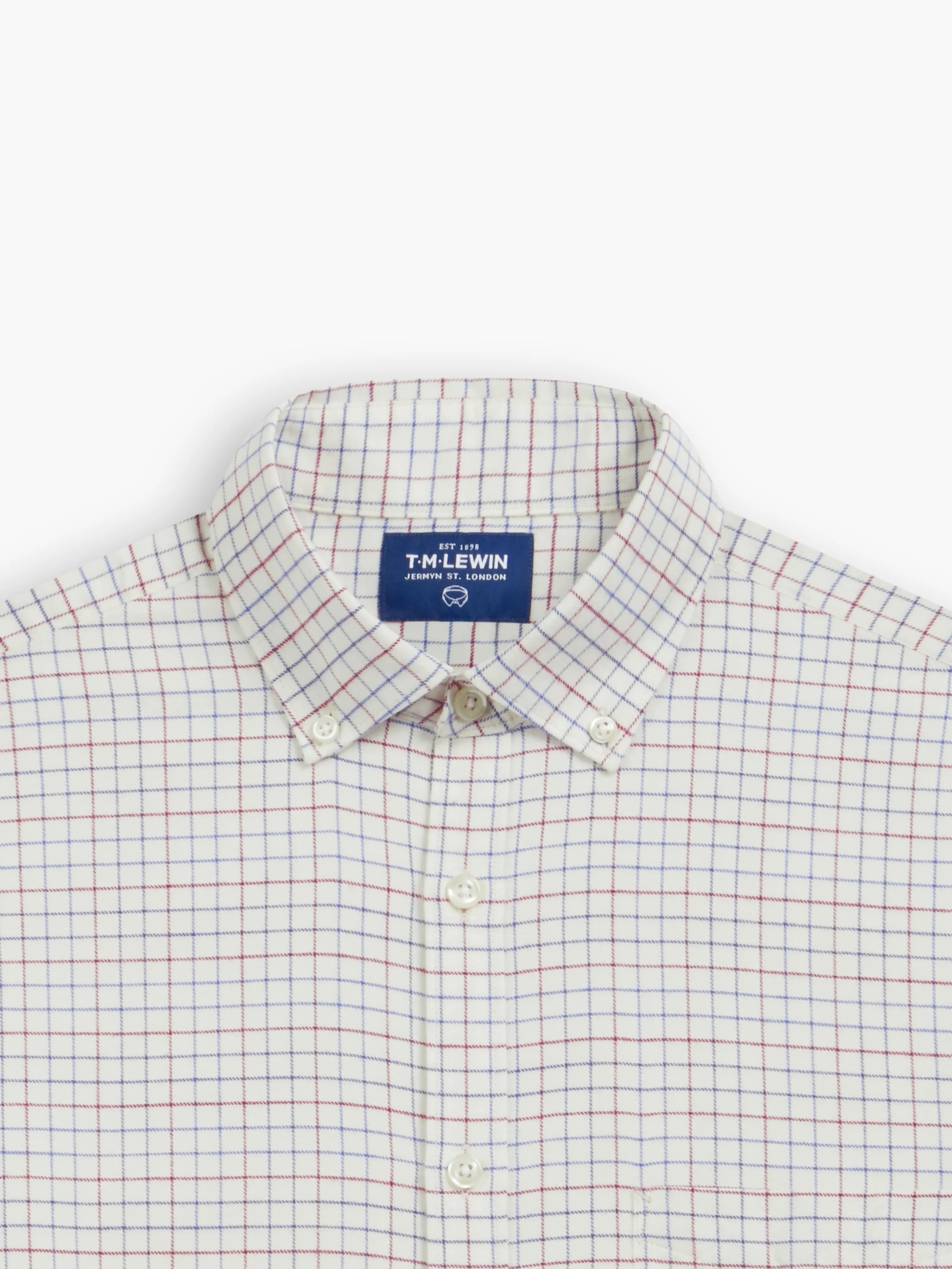 Fine Brushed Check Navy Burgundy Slim Fit Shirt