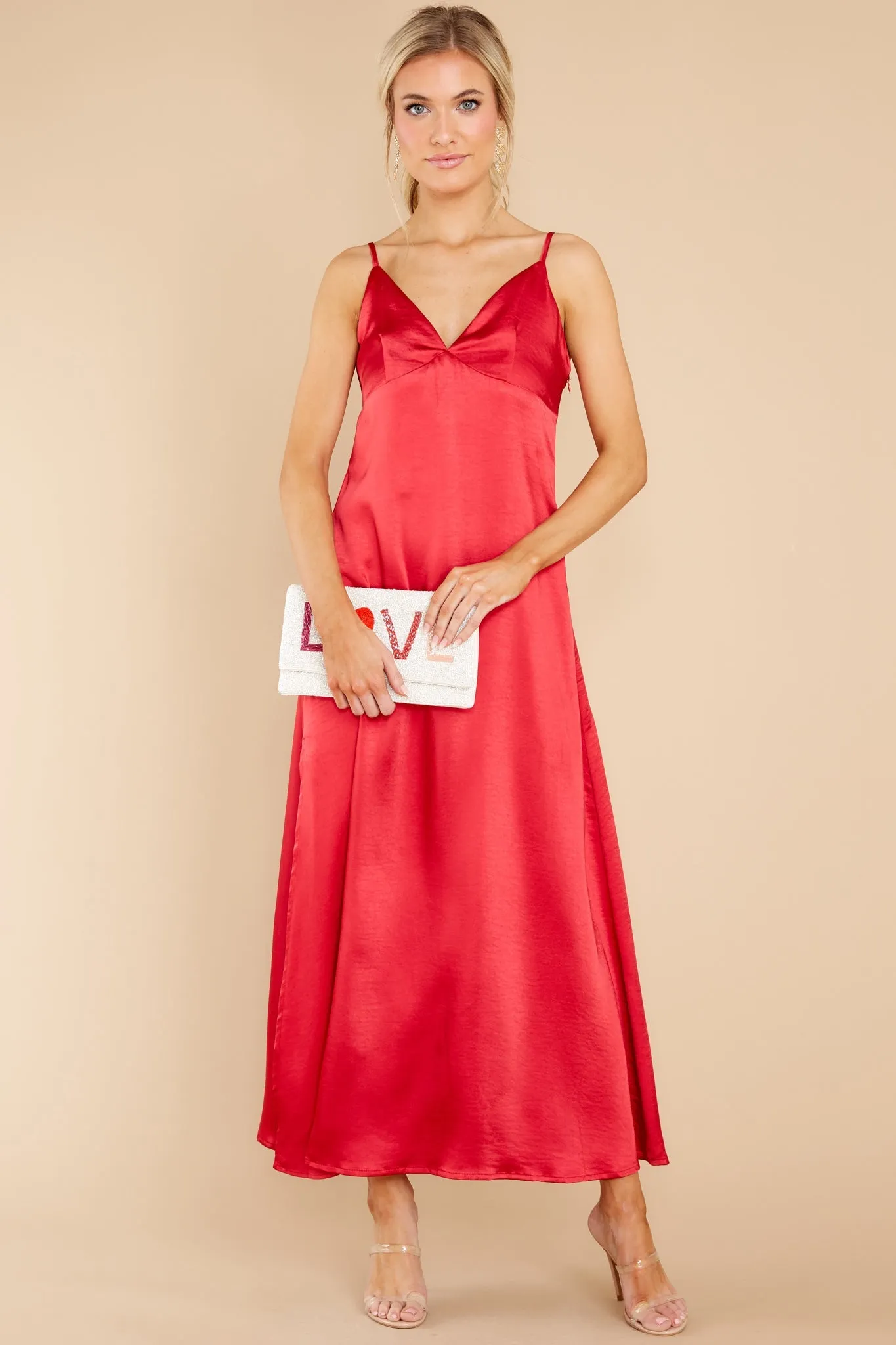 Flirty Gaze Red Midi Dress